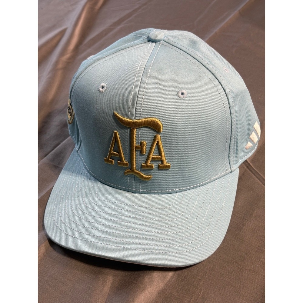 Adidas Argentina AFA SB Snapback Cap Hat Ice Blue Gold Embroidered KE1380 OSFM
